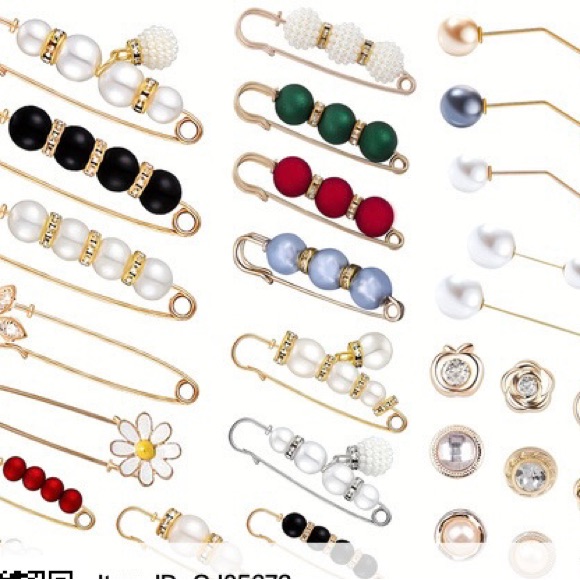 35 Pcs Freshwater Pearl Brooch, Sweater Shawl Hat Clip